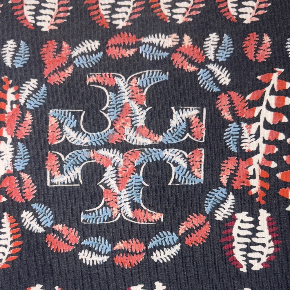 Tory Burch fern Patterned blue and rust T-Shirt cotton size M - Picture 5 of 9